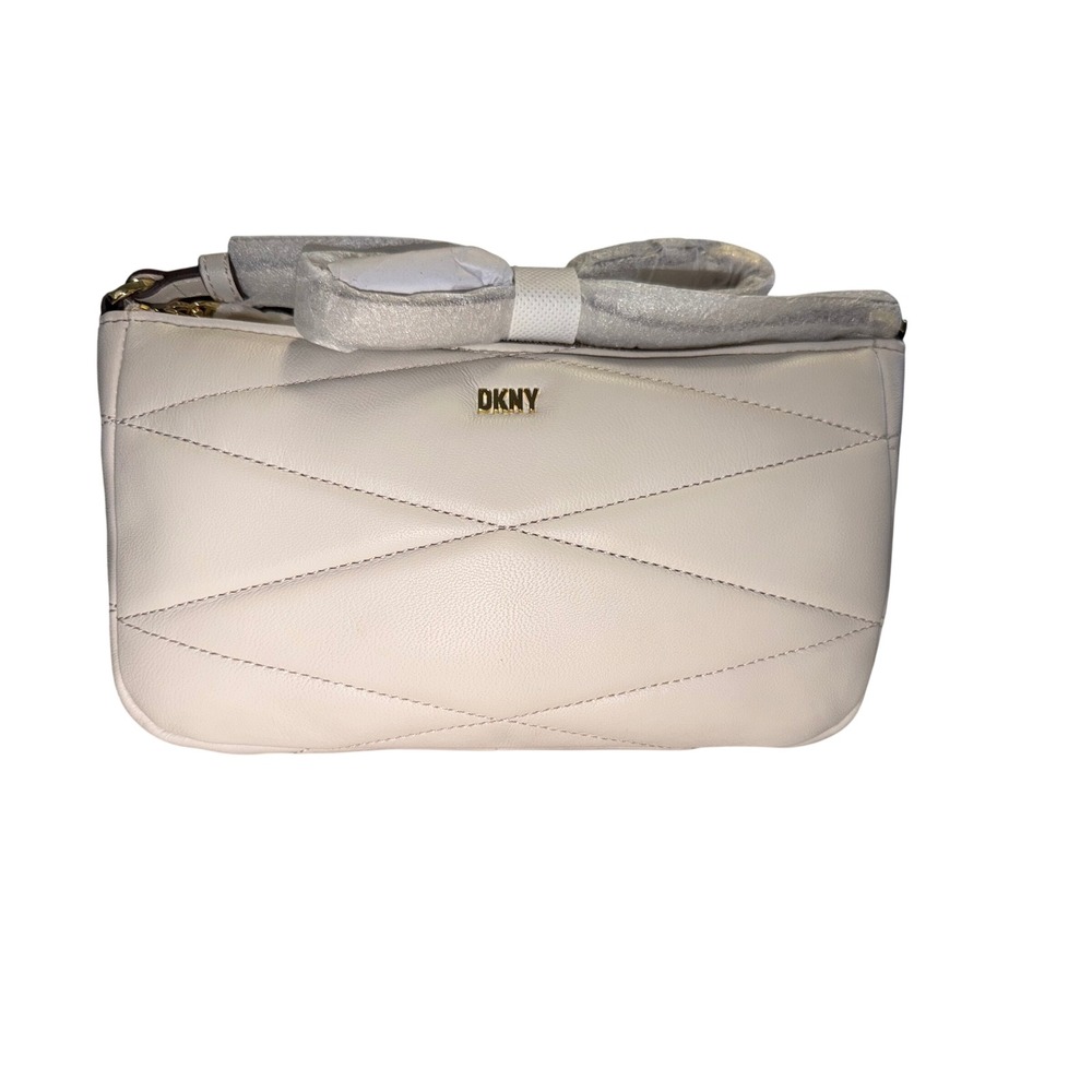 434. DKNY Eve Top Zip Demi Pebble Bag One Size Gray Crossbody Shoulder Purse